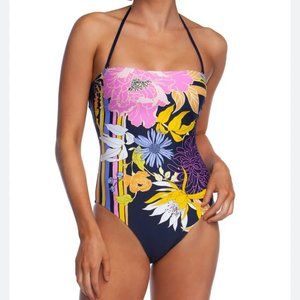 Trina Turk Floral One Piece Swimsuit - Navy, Pink, Yellow
